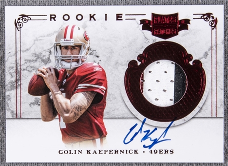 2011 Panini "Plates & Patches" #212 Colin Kaepernick Signed Patch Rookie Card (#400/499)